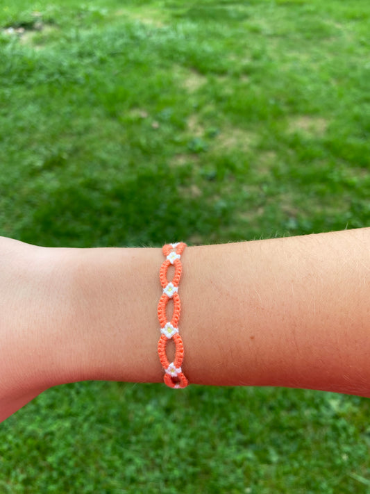 Pink Flower Chain Bracelet