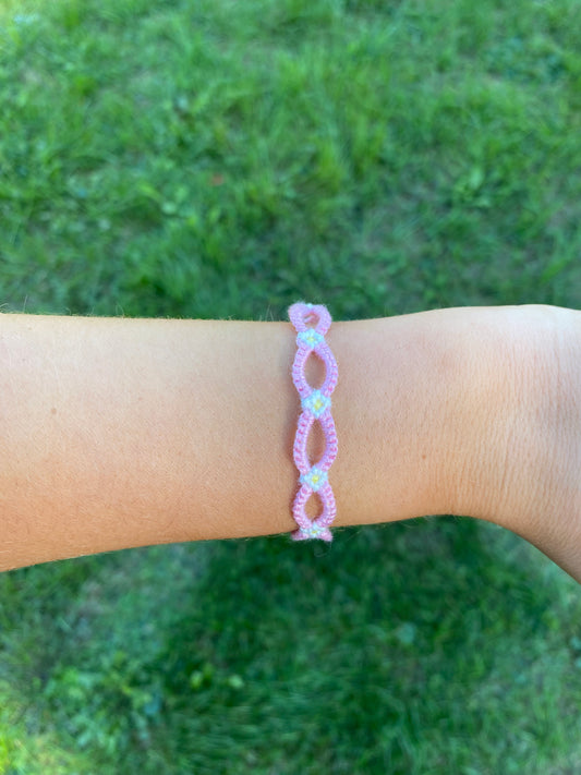 Light Pink Flower Chain Bracelet